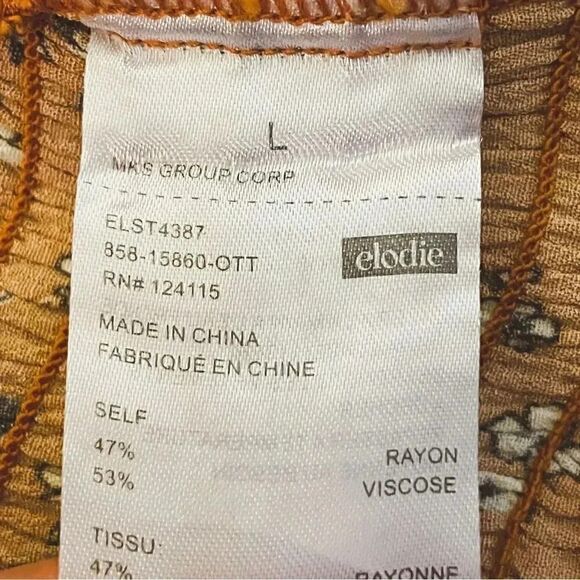 Elodie Womens Crop Top Orange Rust Floral Long Sleeve faux Button Front SZ L - Picture 10 of 12